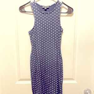 Navy blue white polka dots dress